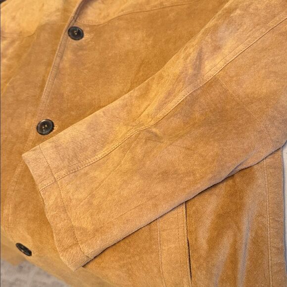 VTG 90s Newport Harbor Genuine Suede Leather Jacket Men’s Tan Washable Size L - Picture 13 of 16